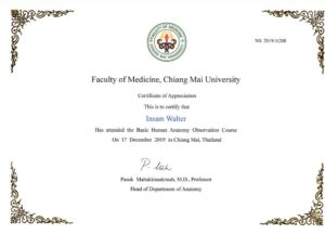 certificate of Facultate Medicin Thailand